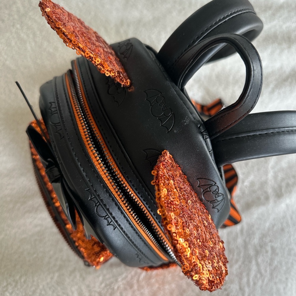 Loungefly Orange and Black Sequin Mini Backpack - Picture 10 of 11